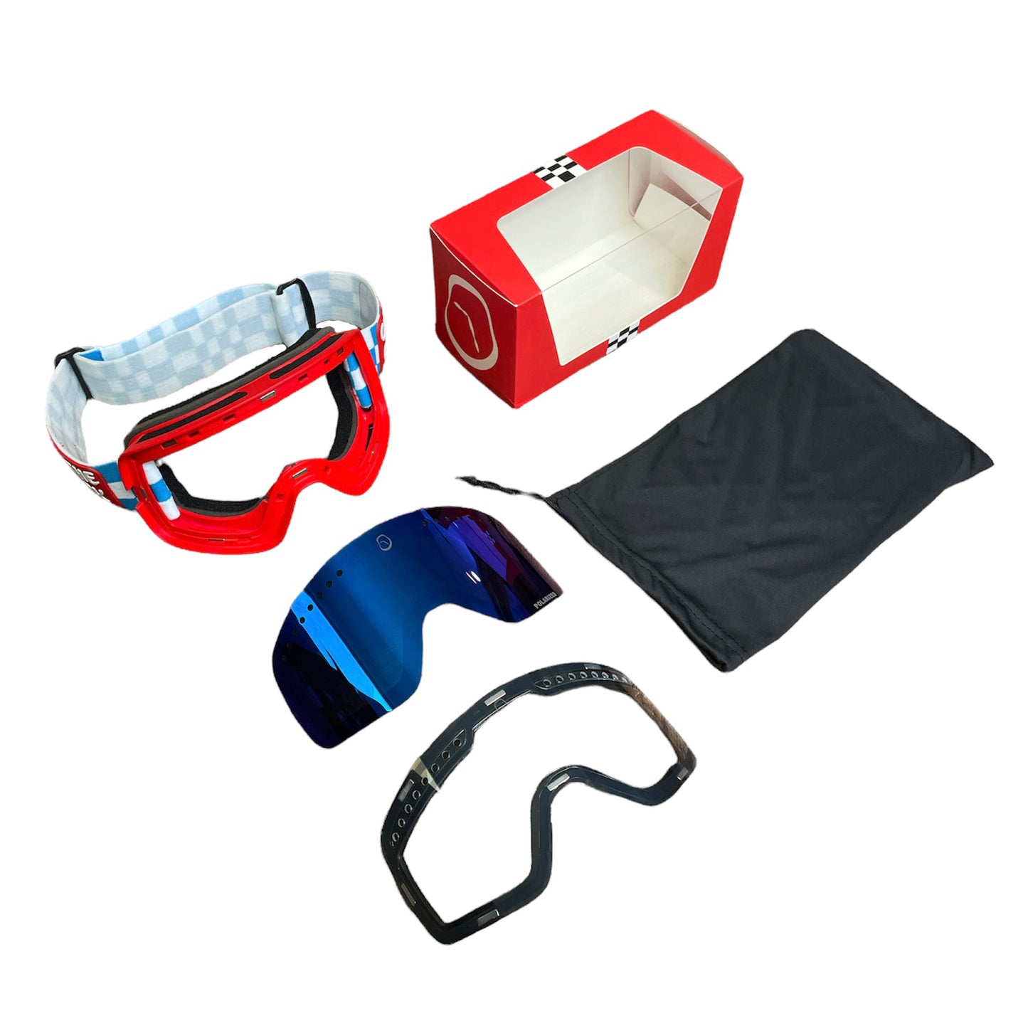 Red White & Blue magnetic lens snowboard goggles